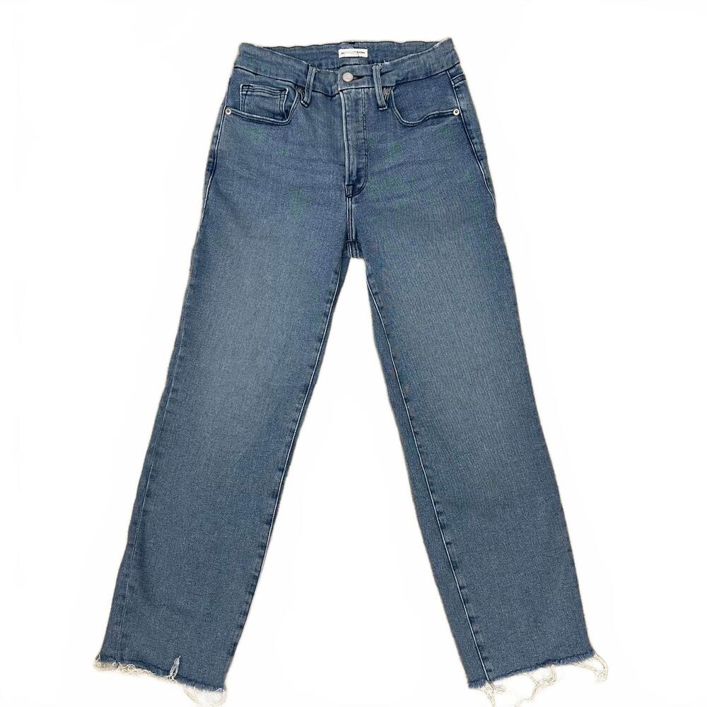 Good American Stretch Jeans 6/28 Raw Hem Blue High Rise Skinny Leg Denim Pants